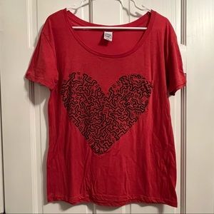 Obey Short-sleeve Red Graphic Heart T-Shirt Size Small